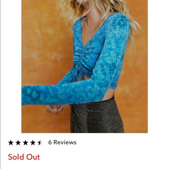 UO Urban Renewal Remnants Ruched Glitter Pattern Top - Picture 5 of 11